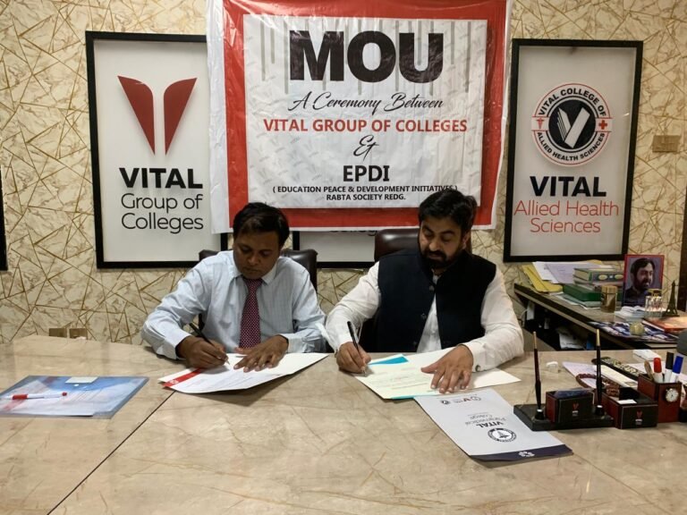 The MOU was signed between the EPDI Rabata Society and the Vital Group of Colleges