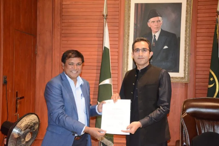 An appreciation Letter presented to Shahzad Lawrence