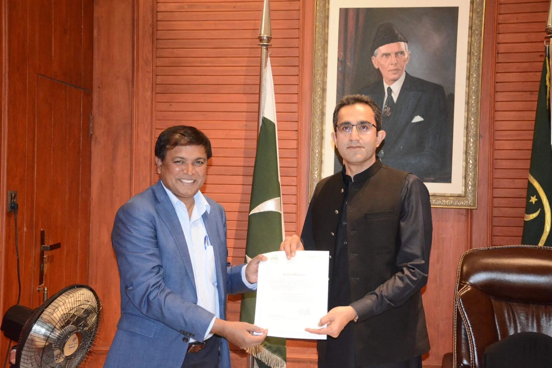 An appreciation Letter presented to Shahzad Lawrence