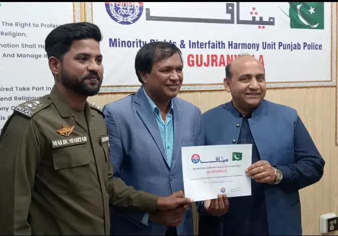 presented an appreciation Certificate to Mr. Shahzad Lawrance in recognition of his services