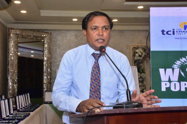 addressed the participants during a program on World Population Day