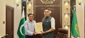 Mr. Naveed Ahmad the Deputy Commissioner, Gujranwala presented me with an appreciation certificate